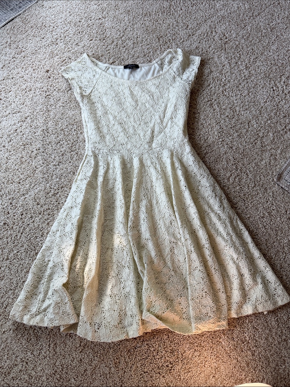 Soprano Cream Lace Fit-and-Flare Dress